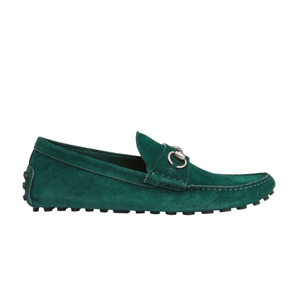 Men's Gucci Green Suede Loafers
